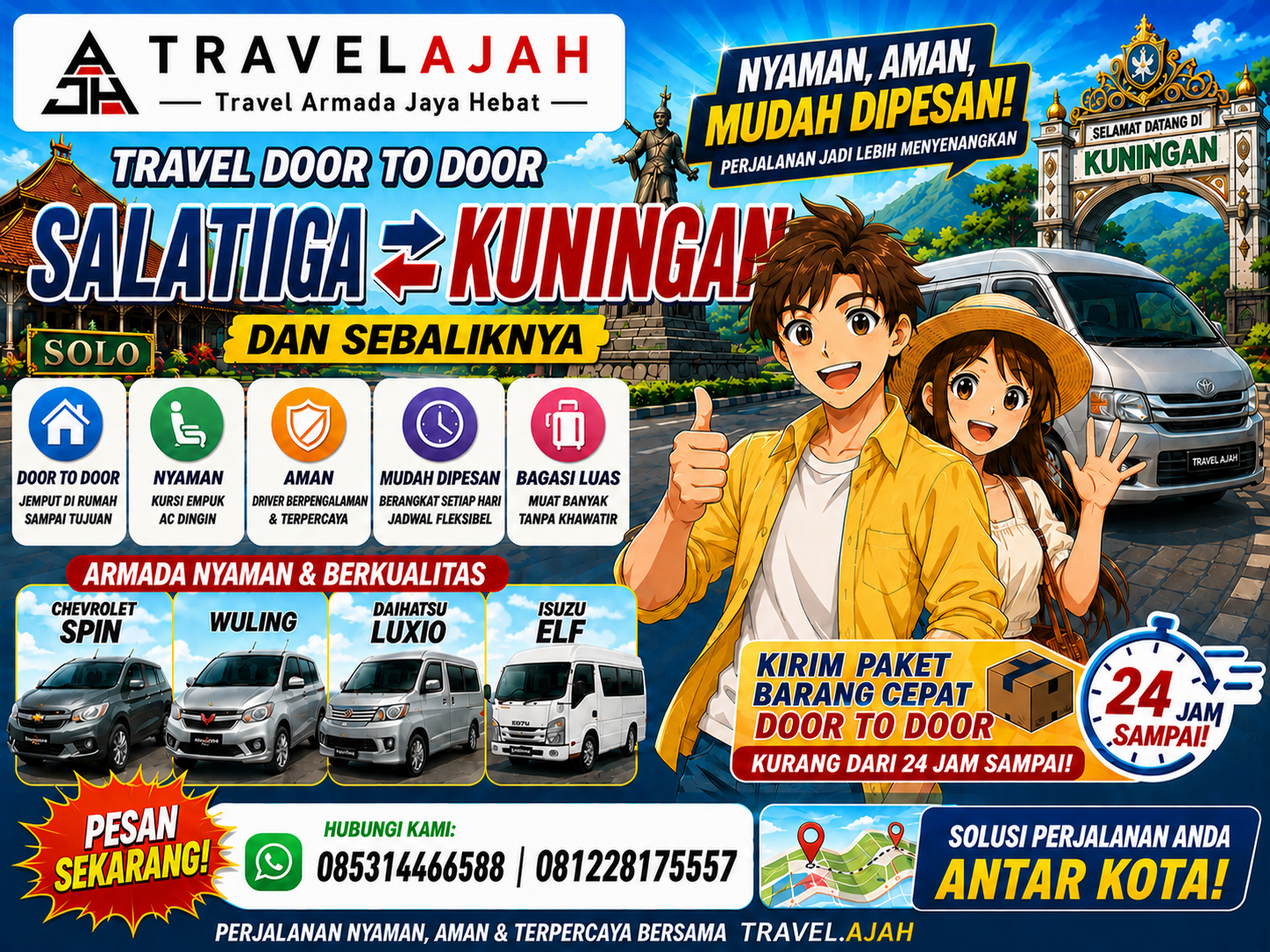 Travel dan pengiriman paket / barang door to door jurusan Salatiga Kuningan by Travelajah.com