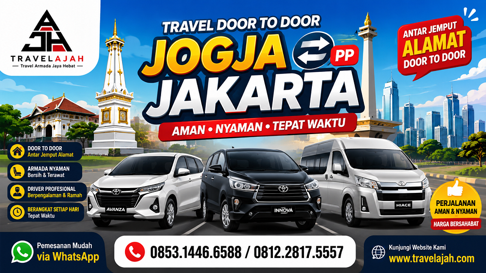 Jasa travel door to door jurusan Jogja Jakarta atau sebaliknya, by travelajah