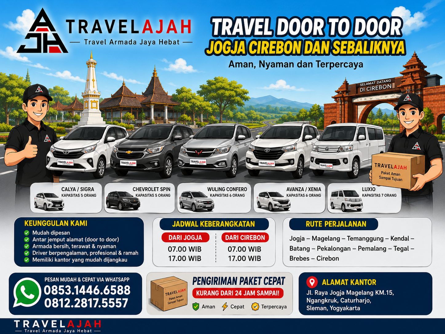 travel door to door dan pengiriman paket cepat jurusan jogja cirebon dan sebaliknya by travelah