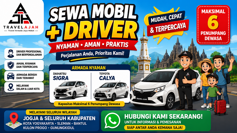 jasa sewa mobil plus driver jogja by travelajah