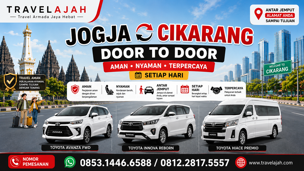 travel jurusan Jogja Cikarang door to door dengan mobil Hiace by Travel Armada Jaya Hebat